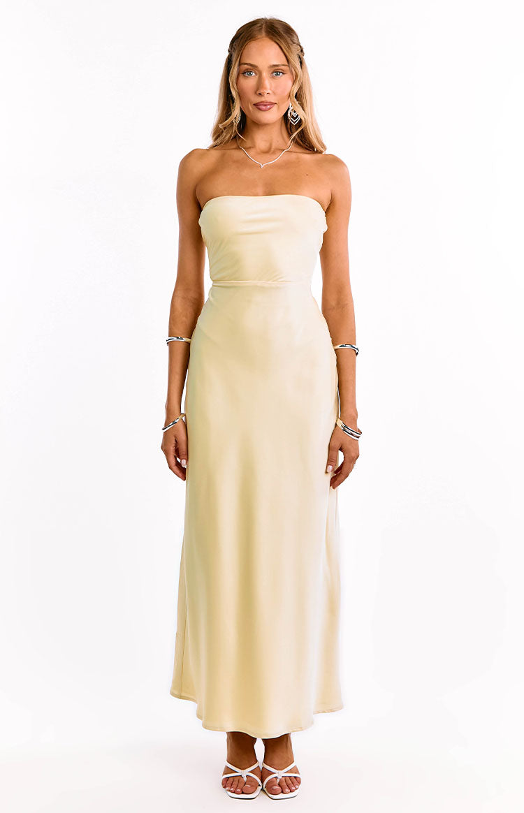 Satin Strapless Bias Cut Formal Maxi Dress 2
