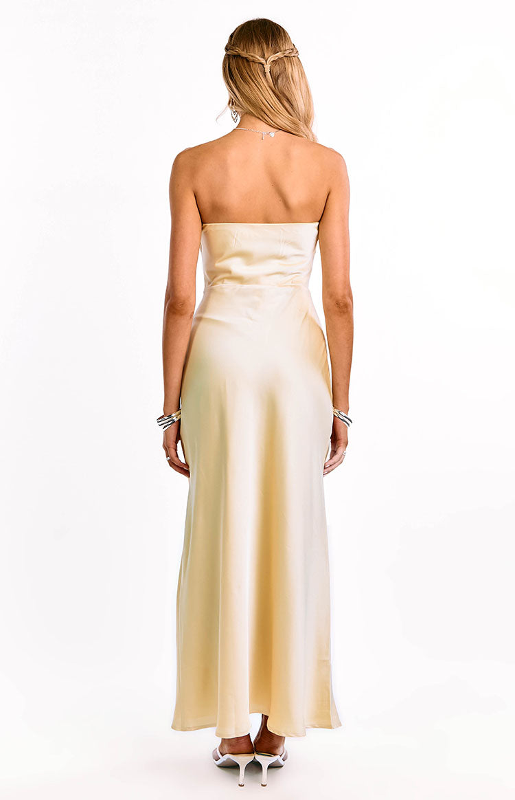 Satin Strapless Bias Cut Formal Maxi Dress 4