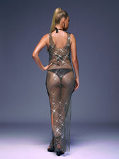 Magdalena Mesh Rhinestone Maxi Dress In Black 4