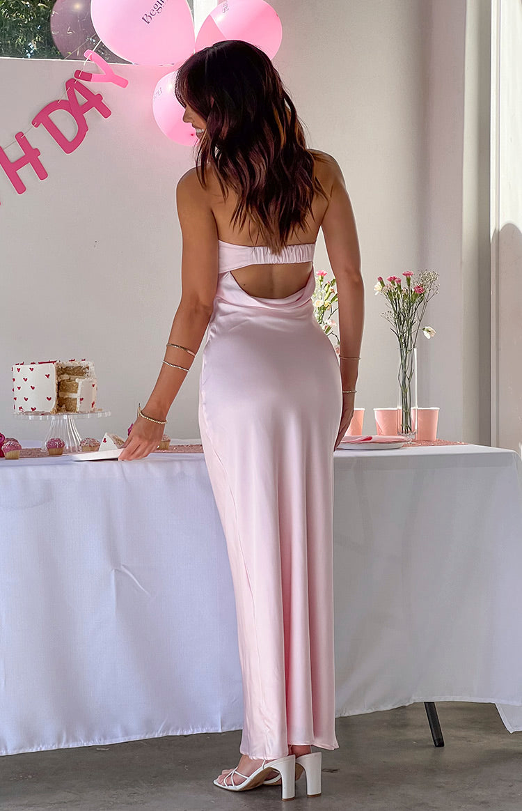 Satin Strapless Fold Over Bust Column Maxi Dress 9