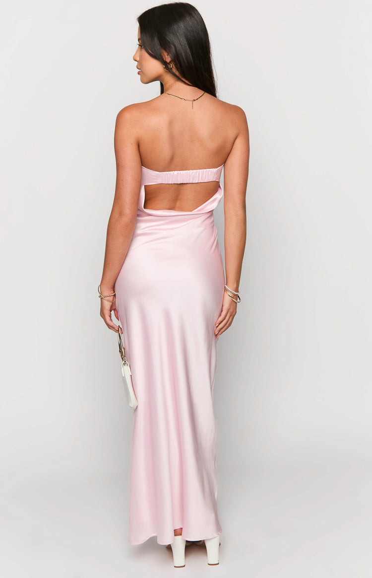 Satin Strapless Fold Over Bust Column Maxi Dress 5