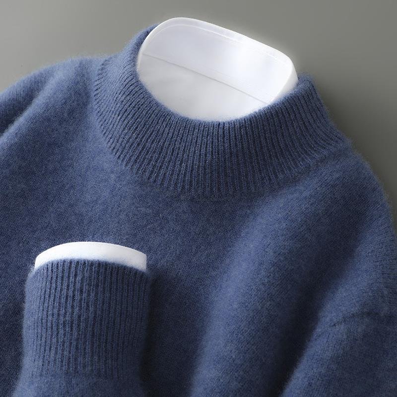 Mock Neck Long Sleeve Ribbed Trim Knit Sweater