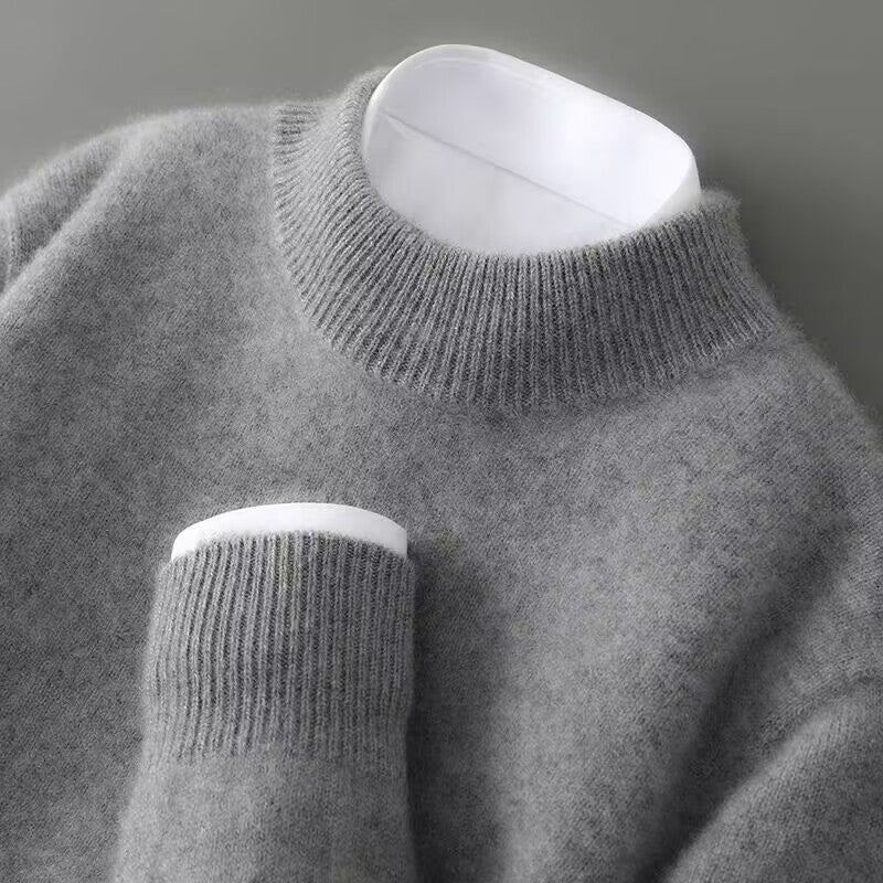 Mock Neck Long Sleeve Ribbed Trim Knit Sweater