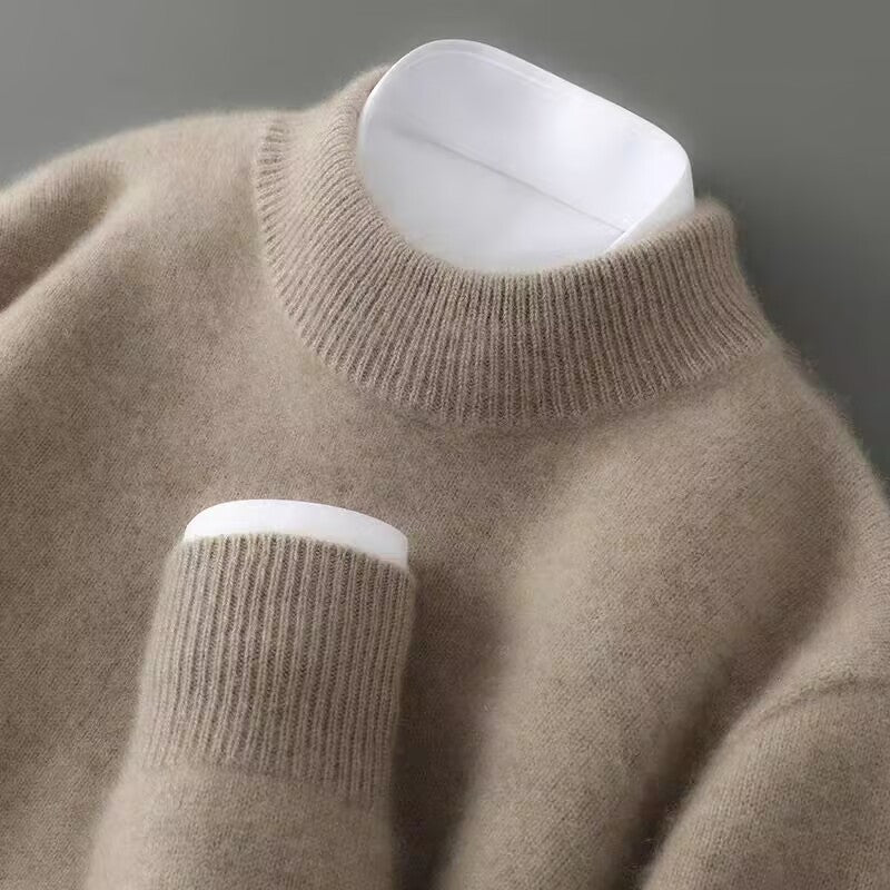 Mock Neck Long Sleeve Ribbed Trim Knit Sweater