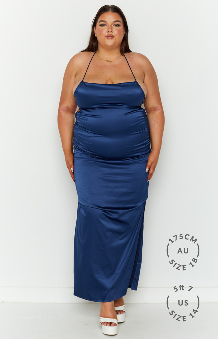 Satin Square Neck Cross Back Side Split Slip Formal Maxi Dress 13