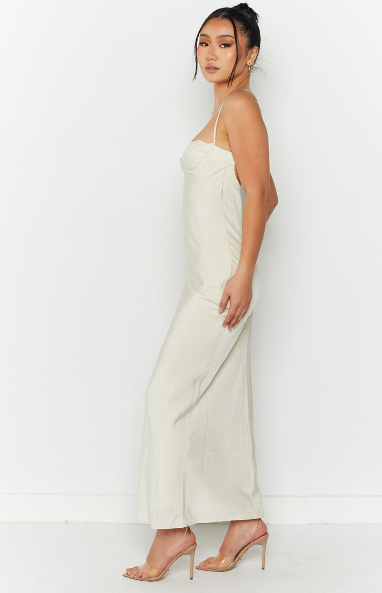 Satin Lace Trim Underwire Cup Bias Cut Midi Dress 4