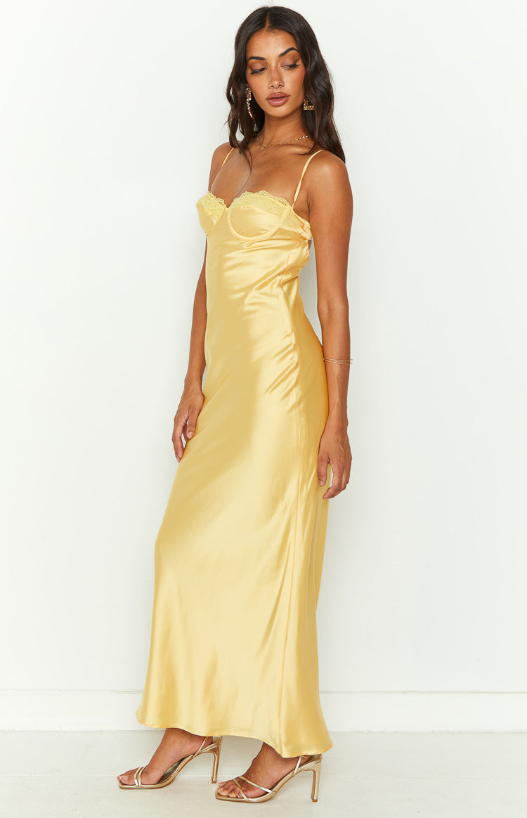 Satin Lace Trim Sweetheart Cami Bias Cut Maxi Dress 4