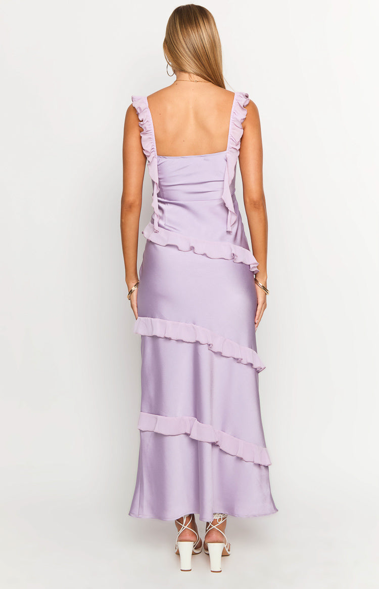Satin Bow Front Ruffle Strap Tiered Ruffle Maxi Dress 5