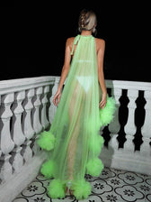 Marsali Mesh Maxi Dress In Green 5