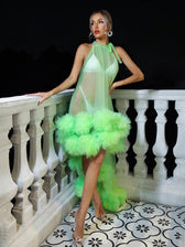 Marsali Mesh Maxi Dress In Green 4