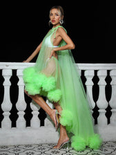 Marsali Mesh Maxi Dress In Green 2