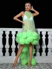 Marsali Mesh Maxi Dress In Green 3