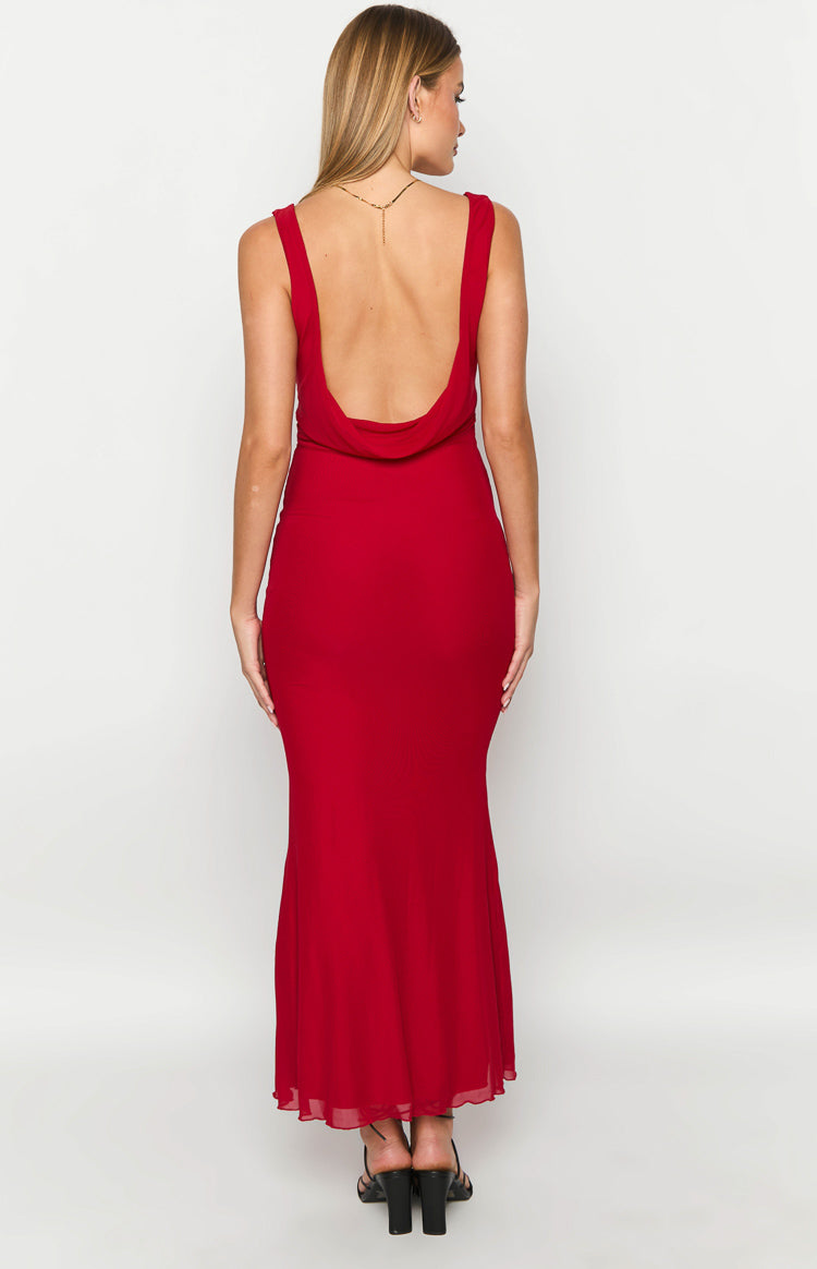 Mesh V-Neck Cami Gathered Bust Bodycon Maxi Dress 6