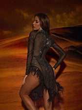 Melusine Rhinestone Feather Mini Dress 8