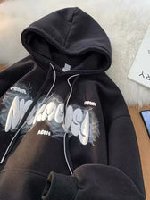 Goth Letter Print Y2K Vintage Hoodie Black / M(40-45KG)