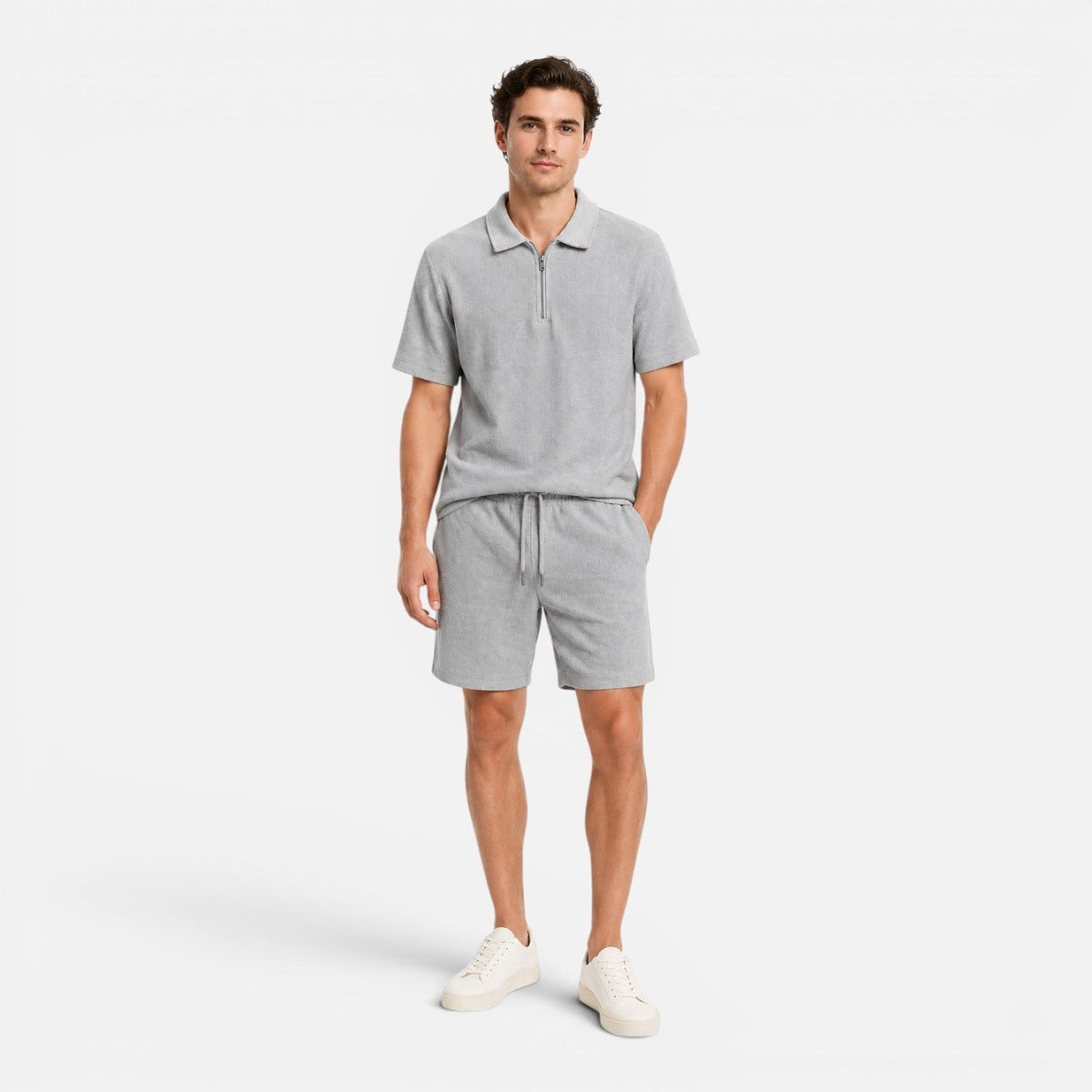 Maison Straver | Men’s Polo Shorts Set Textured Relaxed Fit Summer Outfit