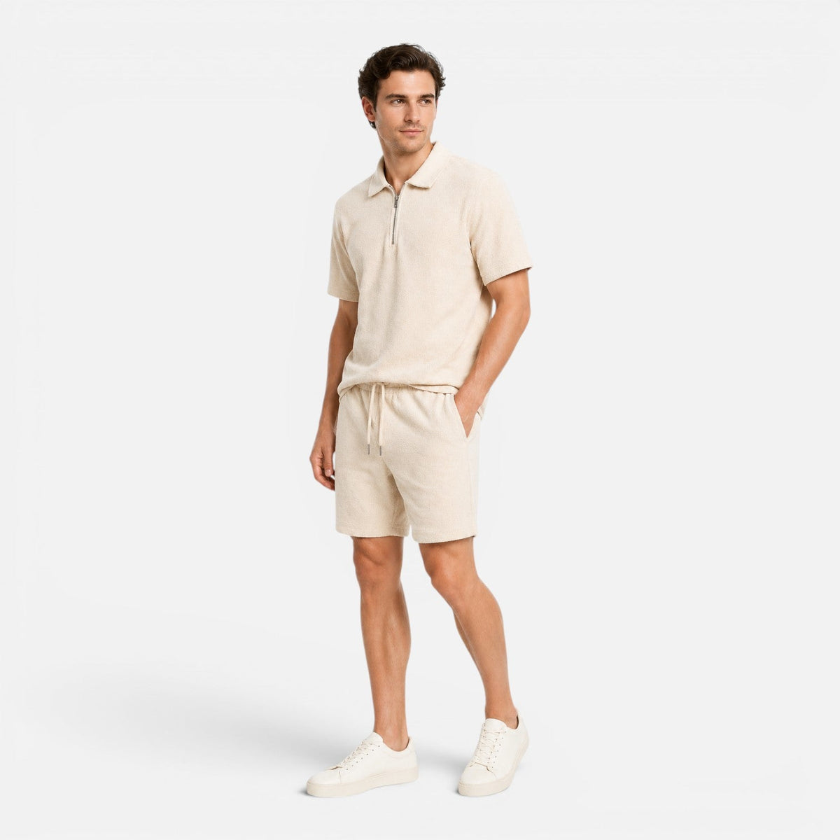 Maison Straver | Men’s Polo Shorts Set Textured Relaxed Fit Summer Outfit