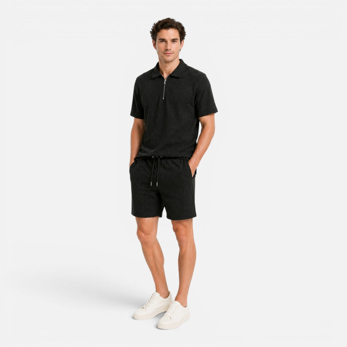 Maison Straver | Men’s Polo Shorts Set Textured Relaxed Fit Summer Outfit