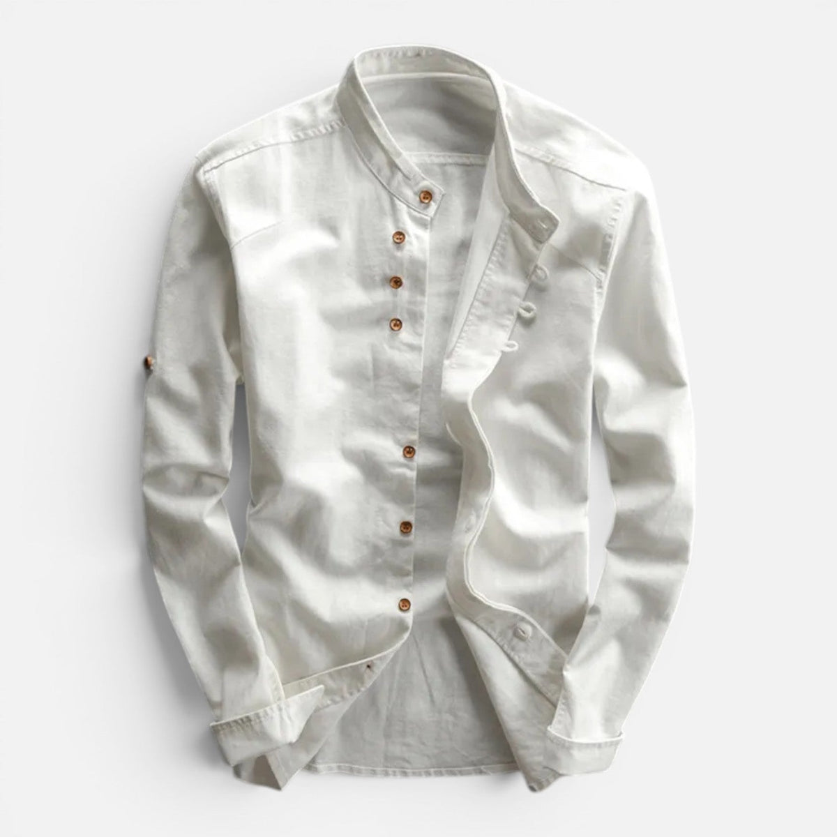 Men's Mandarin Collar Button Up Shirt Long Sleeve