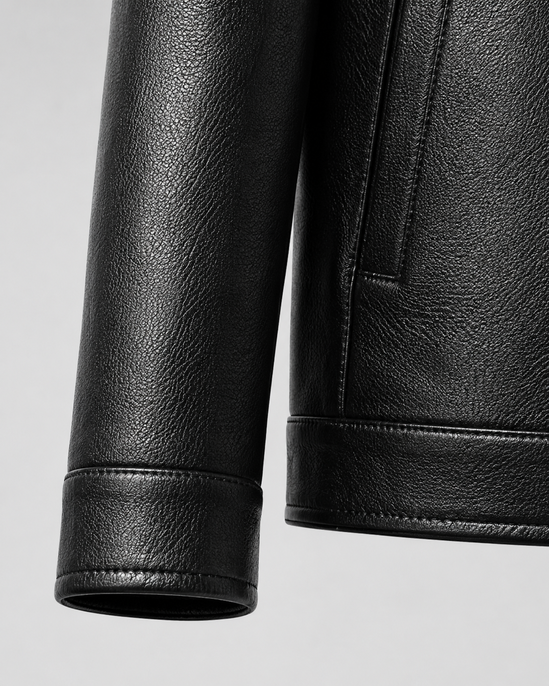 Men’s PU Leather Zip Jacket – Classic Collar Style