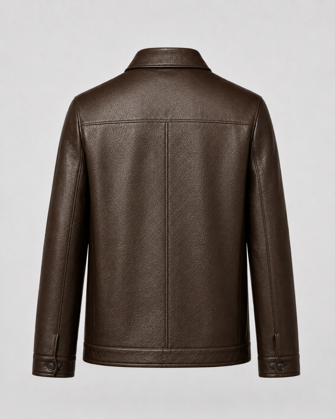 Men’s PU Leather Zip Jacket – Classic Collar Style