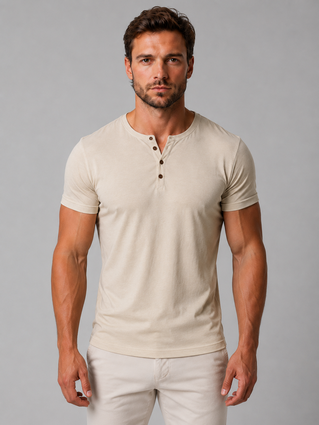 Men's Slim Fit Henley T-Shirt – Button Neck Casual Top