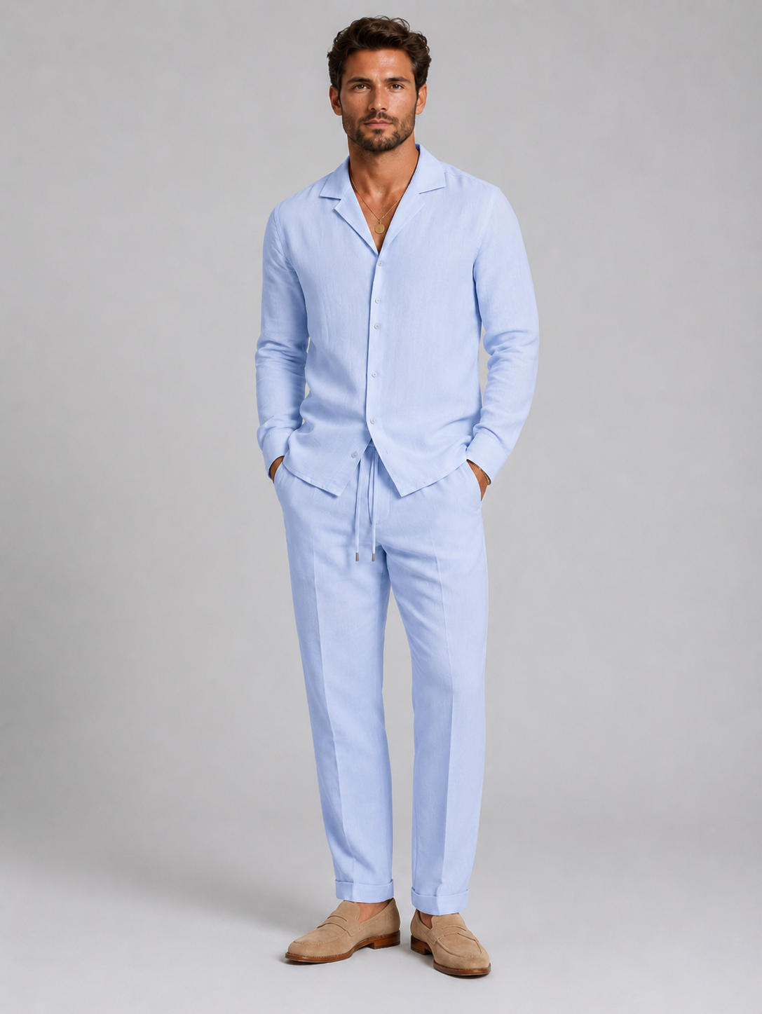 Men's Two Piece Shirt & Pants Set – Relaxed Summer Outfit