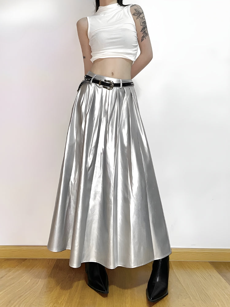 Metallic Silver Maxi Dress