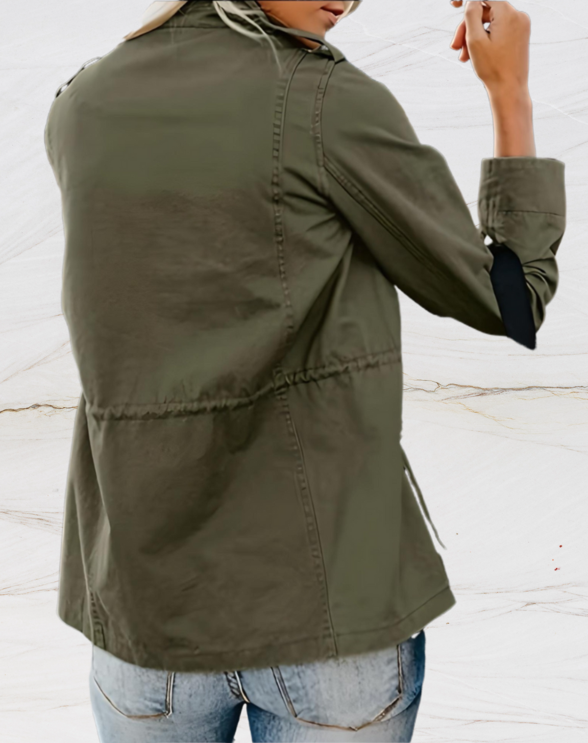 Stand Collar Zip Front Flap Pocket Utility Jacket