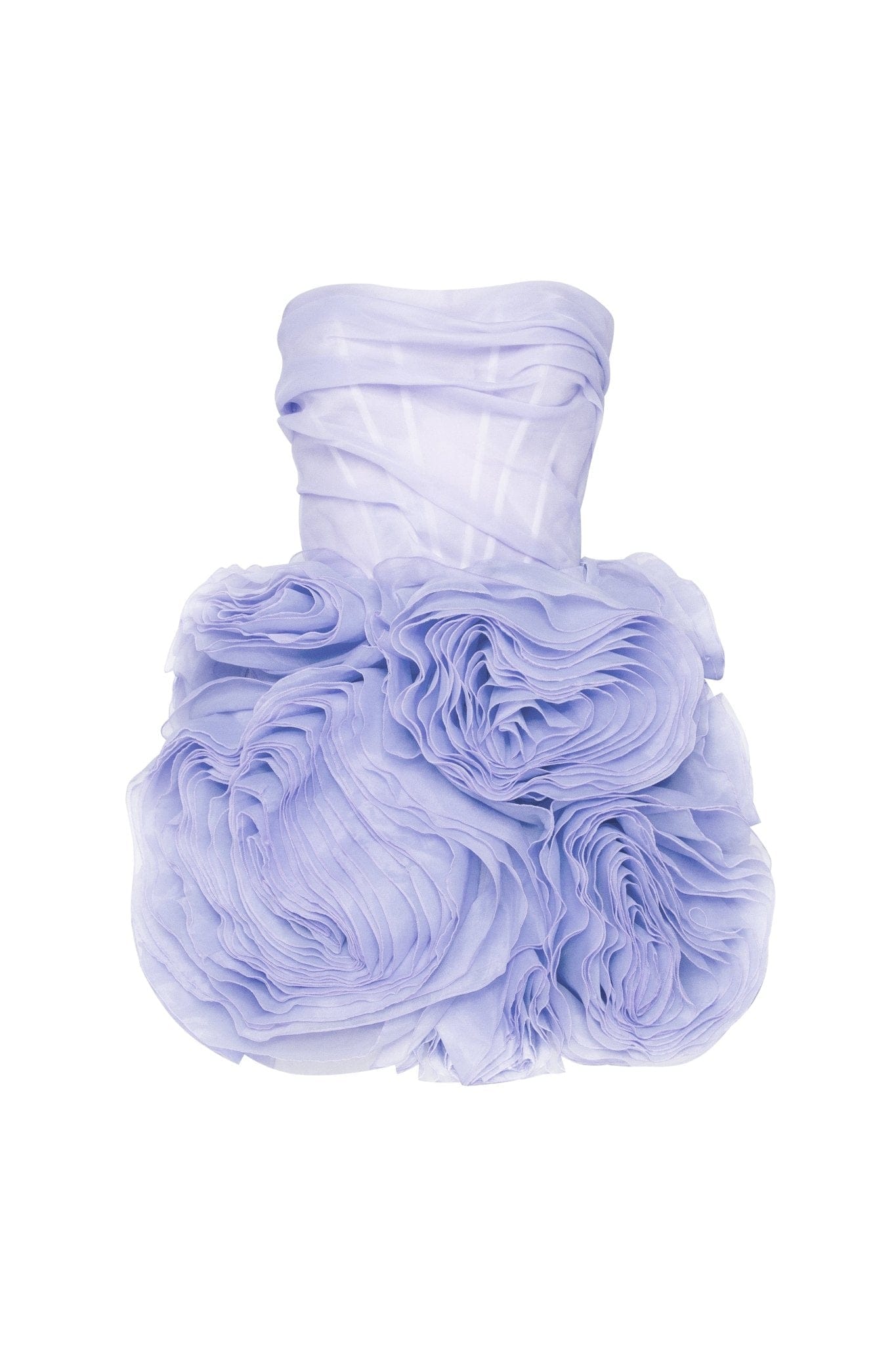 Appliqud Organza Stylish Lavender Mini Dress - XXS / Lavender - Dress