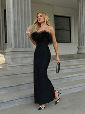 Mina Strapless Feather Trimmed Bandage Dress 4