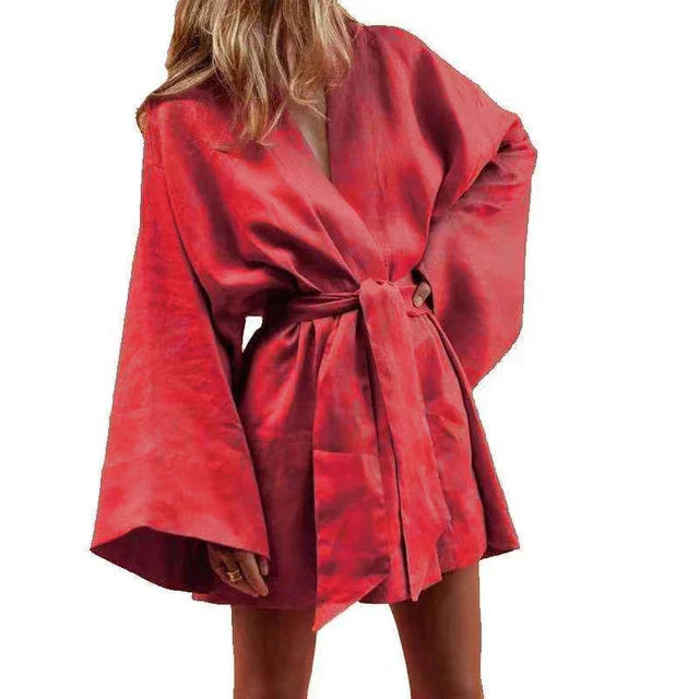 Iru Kimono Style V-neck Summer Dress for Women Comfortable Daily Wear