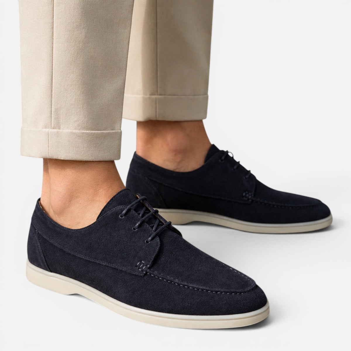 Maison Straver | Men’s Suede Lace Up Loafer Dress Shoes Lightweight
