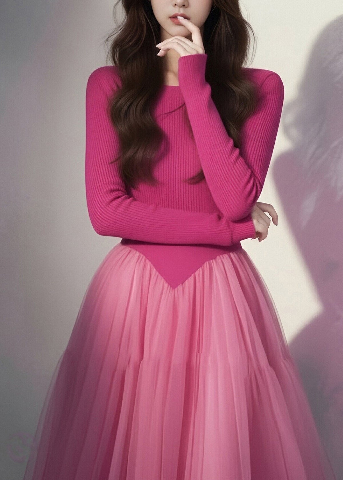 Modern Rose Silm Fit Patchwork Tulle Maxi Dresses Spring 5