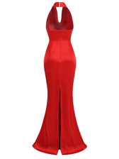 Backless Halter-Neck Deep V-Neck Bodycon Maxi Dress