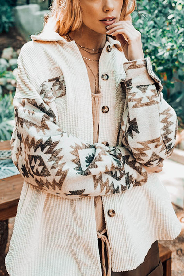 Forest Aztec Corduroy Shacket
