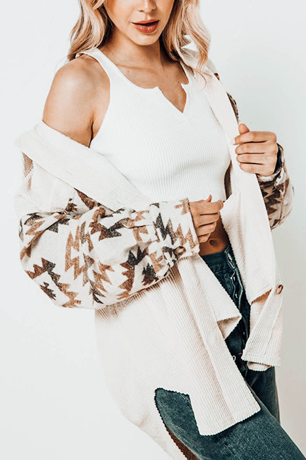 Forest Aztec Corduroy Shacket