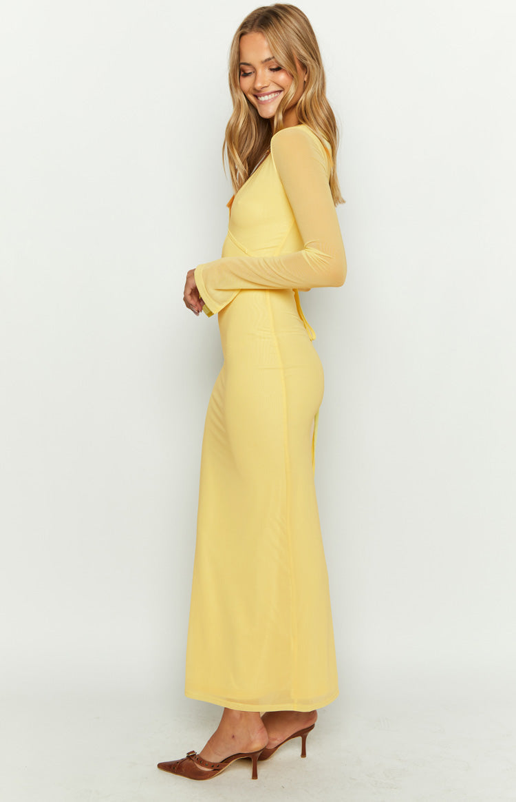 Deep V-Neck Long Sleeve Criss Cross Cut Out Bodycon Maxi Dress 4