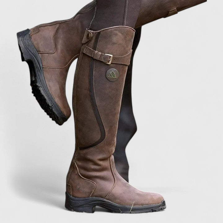 Buckle Strap Low Heel Knee High Riding Boots