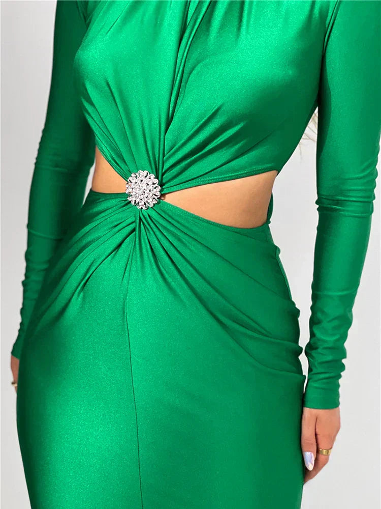 Elegant Hollow Out Maxi Evening Dress Cut Out Dresses - View 4