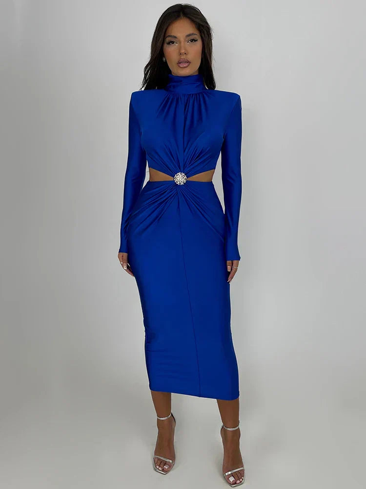 Elegant Hollow Out Maxi Evening Dress Cut Out Dresses - View 5