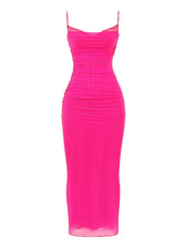 Elegant Spaghetti Strap Backless Mesh Maxi Dress 5