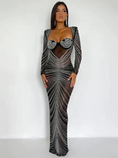 Sheer Mesh Maxi Dress
