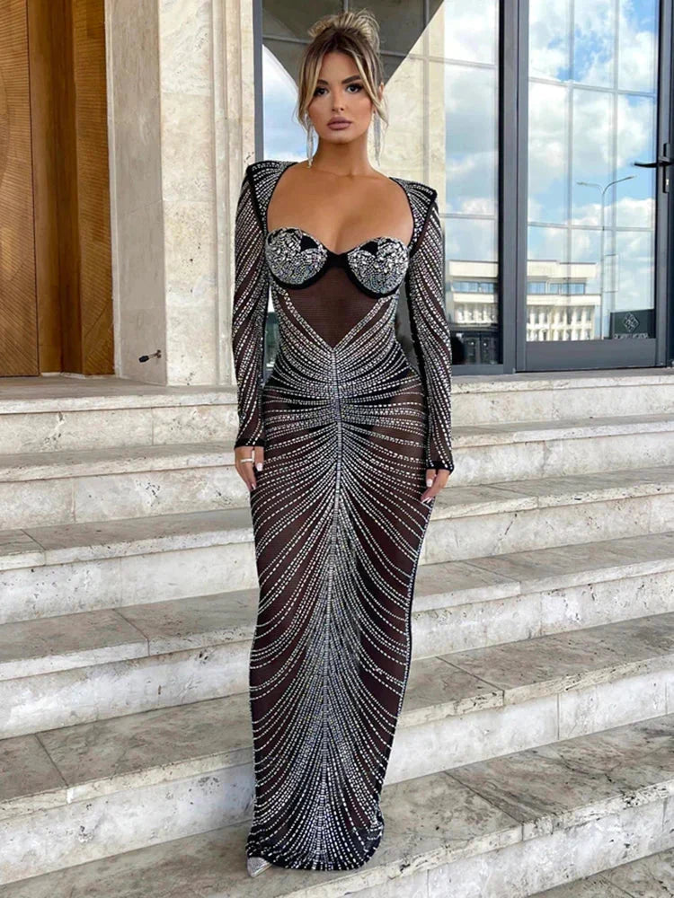 Sheer Mesh Maxi Dress