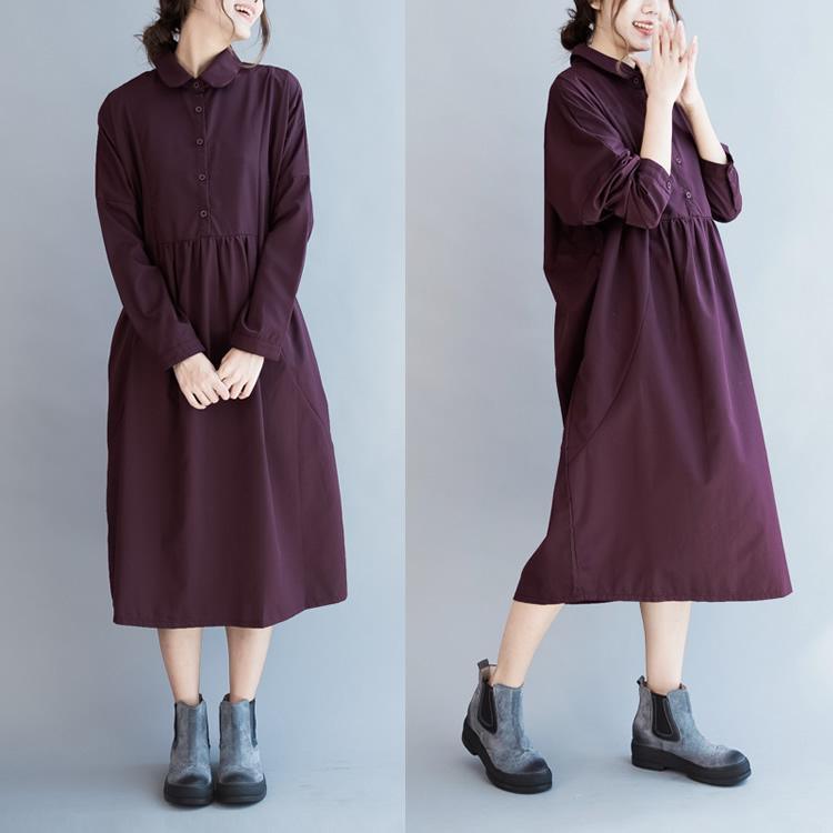 Mulberry oversize cotton dresses long sleeve maxi dress gowns - View 2