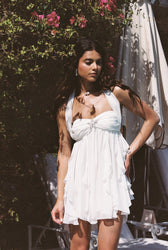 Halter Neck Floral Chiffon Fit and Flare Mini Dress Summer 11
