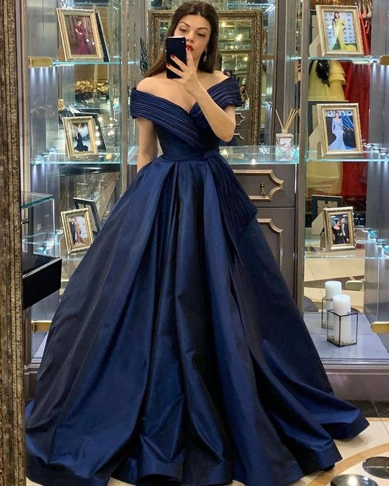 Off The Shoulder A-line Satin Prom Dress,Princess Dress  cc1020