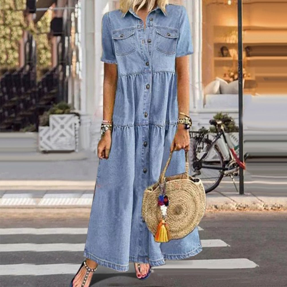 Pilar Denim Dress For Modern Dress for Layered Outfit Styling