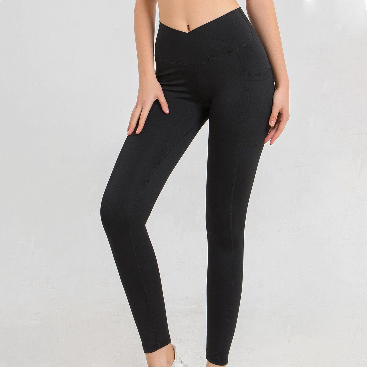 Crossover High Waist Side Pocket Workout Yoga Leggings 5
