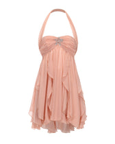 Halter Neck Floral Chiffon Fit and Flare Mini Dress Summer 9